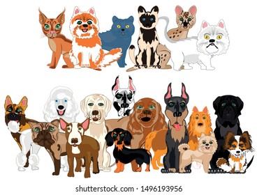 Vector illustration ensemble sorts cat and dogs