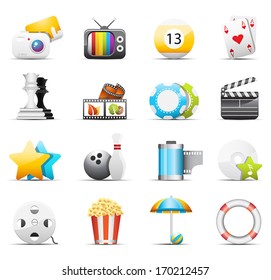 Vector illustration of entertainment icons. 