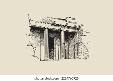 Vector illustration - entrance to the ancient temple