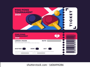 vector illustration of the entrance ticket template for the ping pong tournament