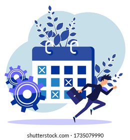 Vector-Abbildung. Unternehmercharakter mit Arbeitszeitplan. Planen der Business Design Grafik.  Aufgaben in der Woche - Vector - Vector.
