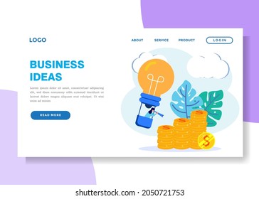 Vector illustration, entrepreneurs with creative concept ideas about the key to success, looking for new creative thoughts, investing and finding money in ideas.
