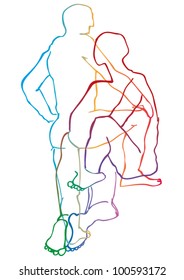 A vector illustration of entwined human figures.