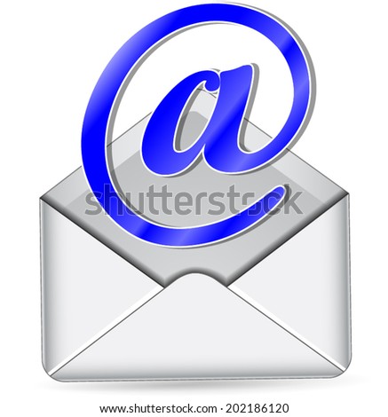 Vector illustration of envelope with at-sign icon