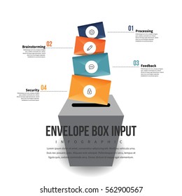 Vector Illustration Of Envelope Box Input Infographic Design Element.