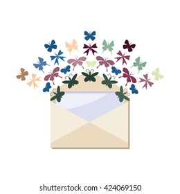 vector illustration / envelope with butterflies / message or letter design