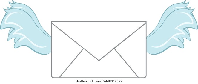 Carta de la tarjeta del sobre de la Ilustración vectorial con las alas del ángel