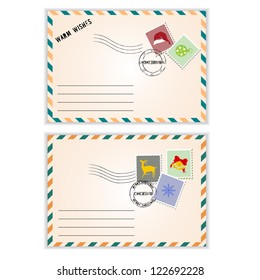 vector illustration of Envelope with Christmas stamp