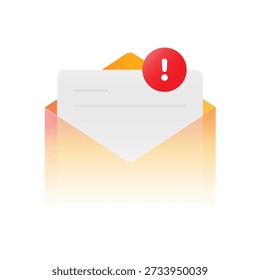 vector illustration of envelope with exclamation mark. important email notification, urgent message, alert, or system warning. Elegant minimal design for digital communication, inbox, verified ui