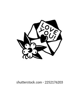 vector illustration of envelope with flowers