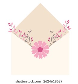 Vector illustration of an envelope with flowers for Mother's Day. Greetings for the holiday