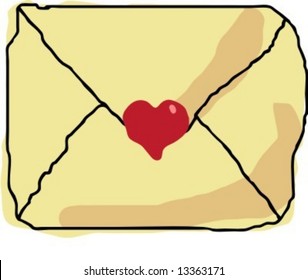 Vector illustration: Envelope with heart for valentine or lovely message
