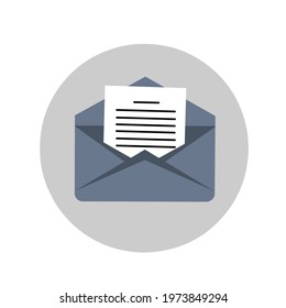 vector illustration of an envelope icon containing a sheet of white letter