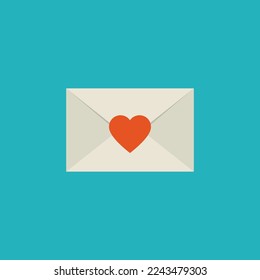 Vector illustration of envelope icon with heart, message of love.