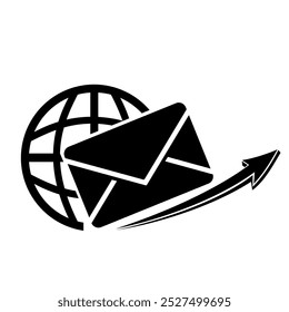 Vector illustration, envelope icon and letter sending. Isolated on a white background.