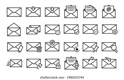 Vektorgrafik von Umschlag Symbol gesetzt in schwarz Linie Stil. geeignet für Unternehmen und Unternehmen, Grafiken, Webdesign, Printmedien, Anwendungen usw.