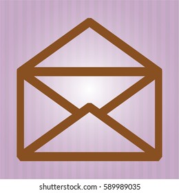 Vector illustration of Envelope vector icon or symbol in brown
