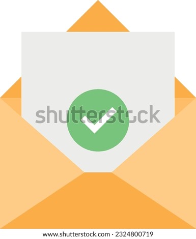 Vector illustration of an envelope with a letter and an accepted symbol, envelope with a check mark. Message read.