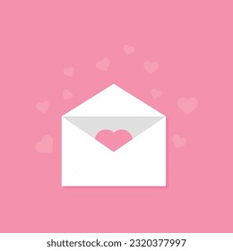 Vector illustration of envelope for letters with a heart inside. Love message.