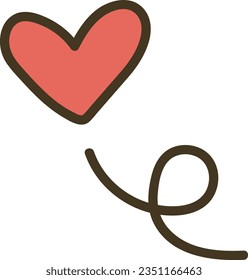Vector illustration of envelope of a little heart. Hand drawn style.
