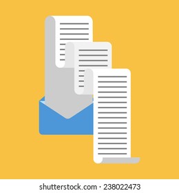 Vektorgrafik eines Briefumschlags mit langem Brief, langer Nachricht, Newsletter, E-Mail, Flachstil
