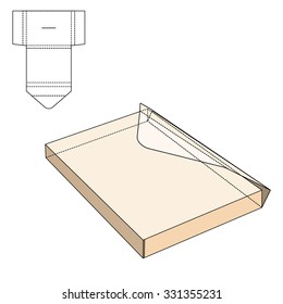 Vector Illustration of Envelope paper or craft Box for Design, Website, Background, Banner. Folding package Template. Fold Post pack with die line for your corporate brand on it