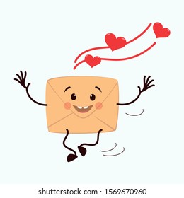 Vector illustration of an envelope and a red heart. Design for Valentine's Day greetings and postcards, web, email.
