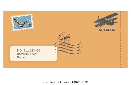 Vector illustration of an envelope with stamps 