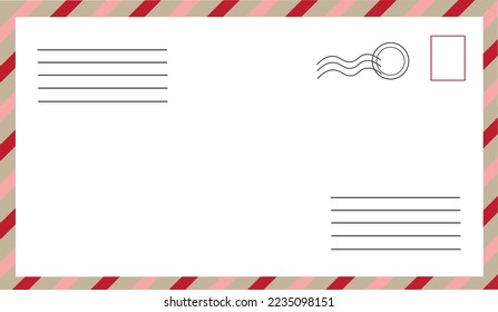Vector illustration of an envelope with stamps and letter	