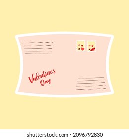 Vector illustration of envelope. Sticker for Valentine's day. Sticker for calendar or notebook in flat style. Greeting card with love.
