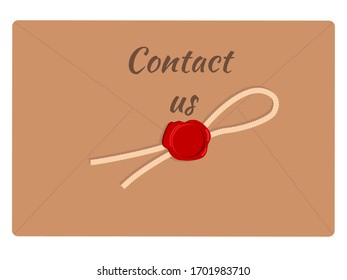 Vector illustration: envelope with wax. Contact us.