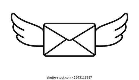 Ilustración vectorial. Sobre con alas