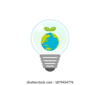 Vector illustration  of environment. Ecology.  Light bulb icon