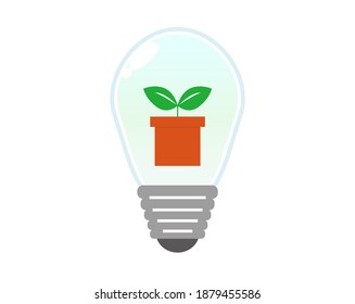 Vector illustration  of environment. Ecology.  Light bulb icon