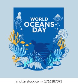 Vector illustration environment ecosystem dedicated to World ocean day