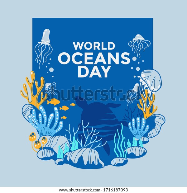 Vector illustration environment ecosystem dedicated
to World ocean day