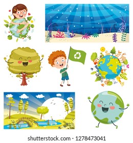 Vector Illustration Of Environment Elements