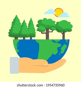 ilustración vectorial de la protección del medio ambiente en forma plana
