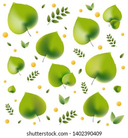 Vector illustration for environmental theme - eco style. Green leaves on white background. Banner for web site, signboard for eco shop, illustration for notepad, postcard or bag. EPS 10.
