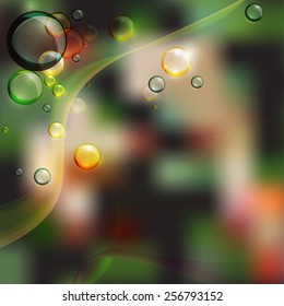 Vector Illustration of environmentally friendly bubbles on multicoloured background. Space Concept.