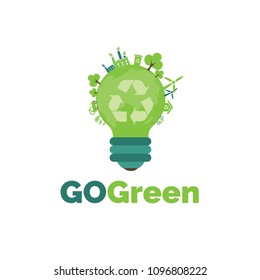 Vector Illustration of environmentally friendly planet. Go Green design for magazine, book, poster, blogs and web pages.
