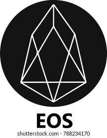 Vector Illustration Of EOS Cryptocurrency Coin / Virtual Money Icon / Logotype In Color
