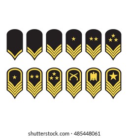 Vector illustration epaulets, military ranks and insignia isolated on white background.