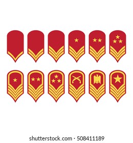 Vector illustration epaulets, military ranks and insignia isolated on white background.