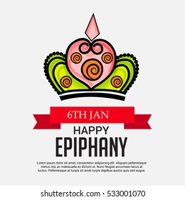 Vector illustration of a Epiphany background with crown for christian holiday.