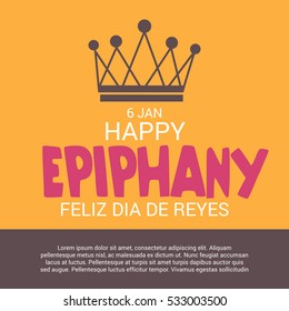 Vector illustration of a Epiphany background with crown and stylish text for christian holiday.