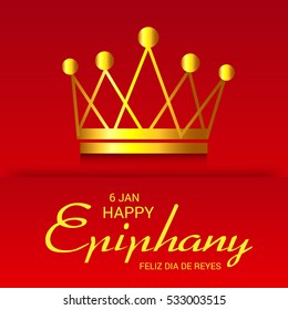 Vector illustration of a Epiphany background with crown and stylish text for christian holiday.
