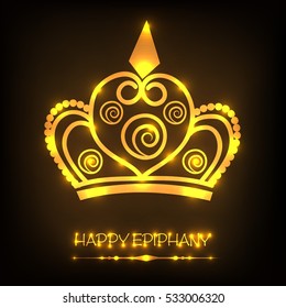 Vector illustration of a Epiphany background with crown and stylish text for christian holiday.