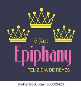 Vector illustration of a Epiphany background with crowns for christian holiday.