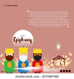 Vector illustration of Epiphany, Christian festival, three wise men